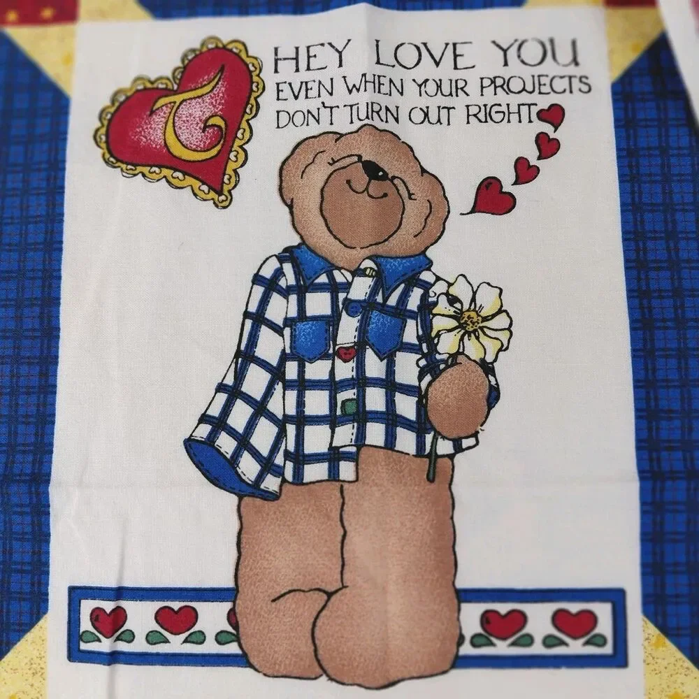 Daisy Kingdom Why Are Teddy Bears Sew Lovable Cotton Fabric Panel Vtg 90's